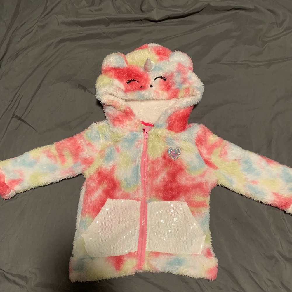 Betsey Johnson multi color unicorn zip up size 2t